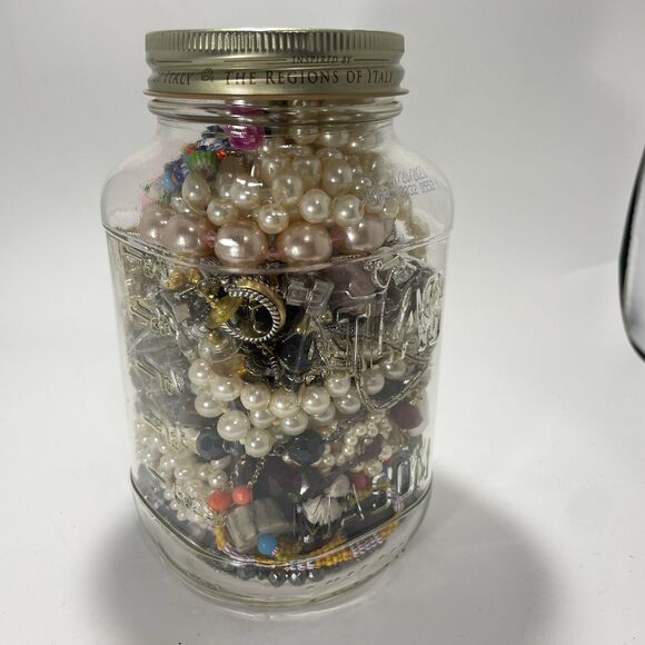 2+ Lb Ball Mason Jar Mystery Lot All Wearable Jewelry GUC Necklaces Bracelet Etc - Picture 4 of 8